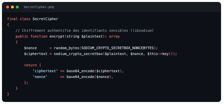 Réalisations 10 Code — Chiffrement libsodium