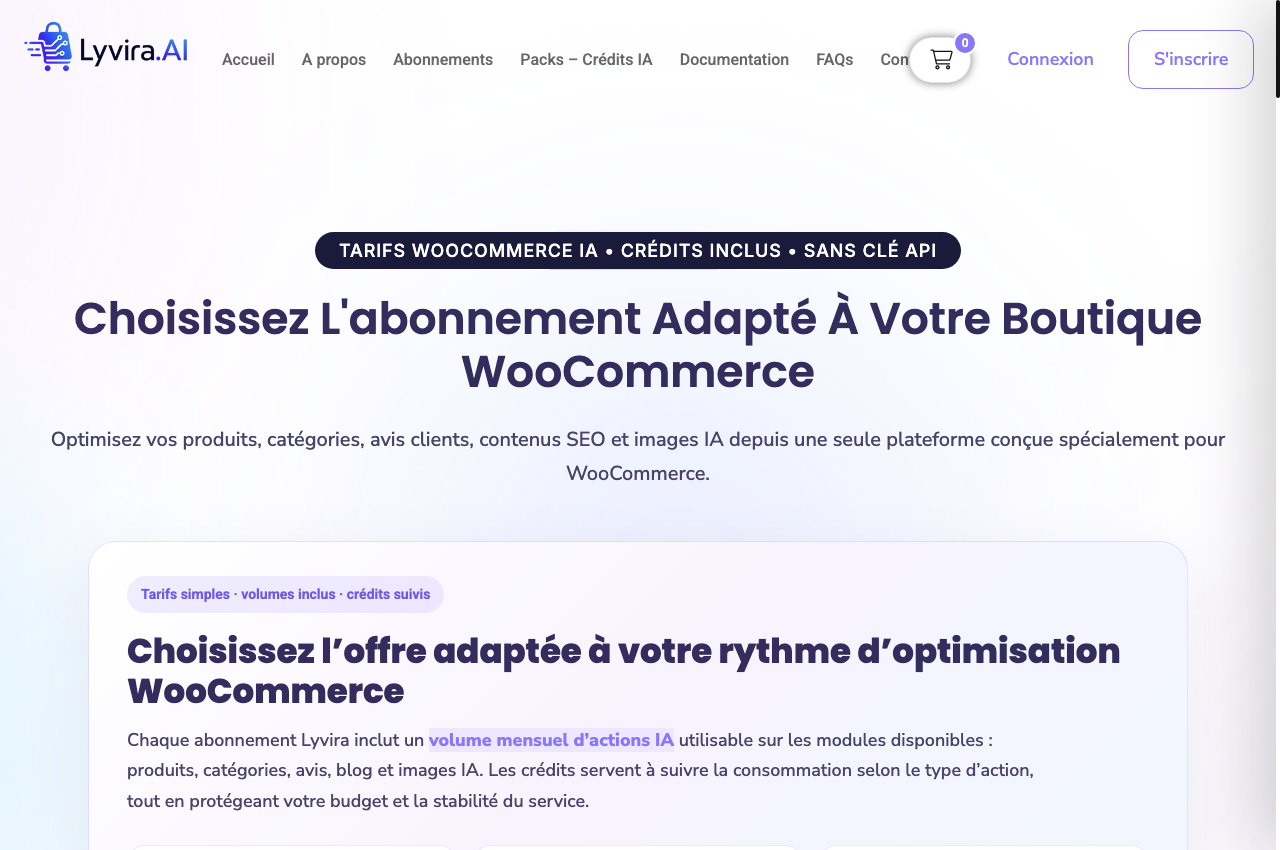Réalisations 2 Lyvira.AI — Abonnements